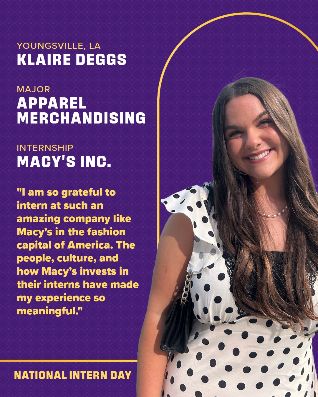 Intern Day photo and quote by Klaire Deggs; text version follows at bottom of page.