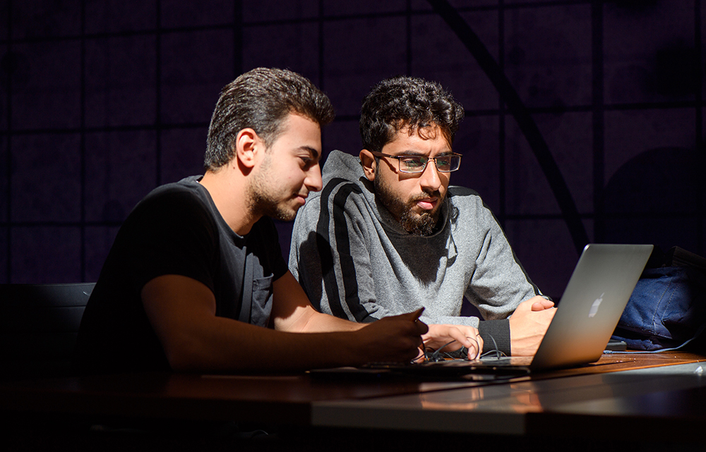 Students working on a computer