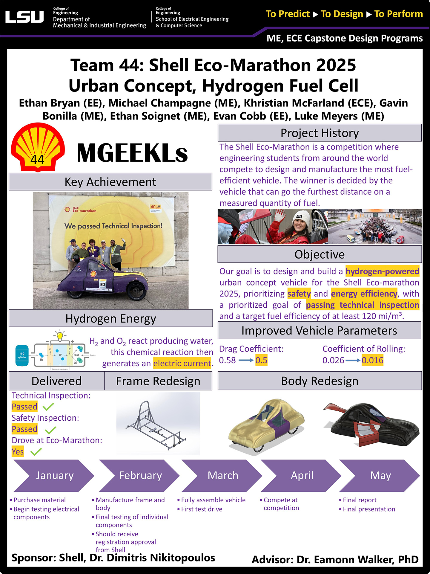 LSU Vehicle for Shell Eco-marathon Americas 2025- UrbanConcept Poster Project 44: LSU Vehicle for Shell Eco-marathon Americas 2025- UrbanConcept (2025)