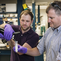 Students in a biological engineering lab.