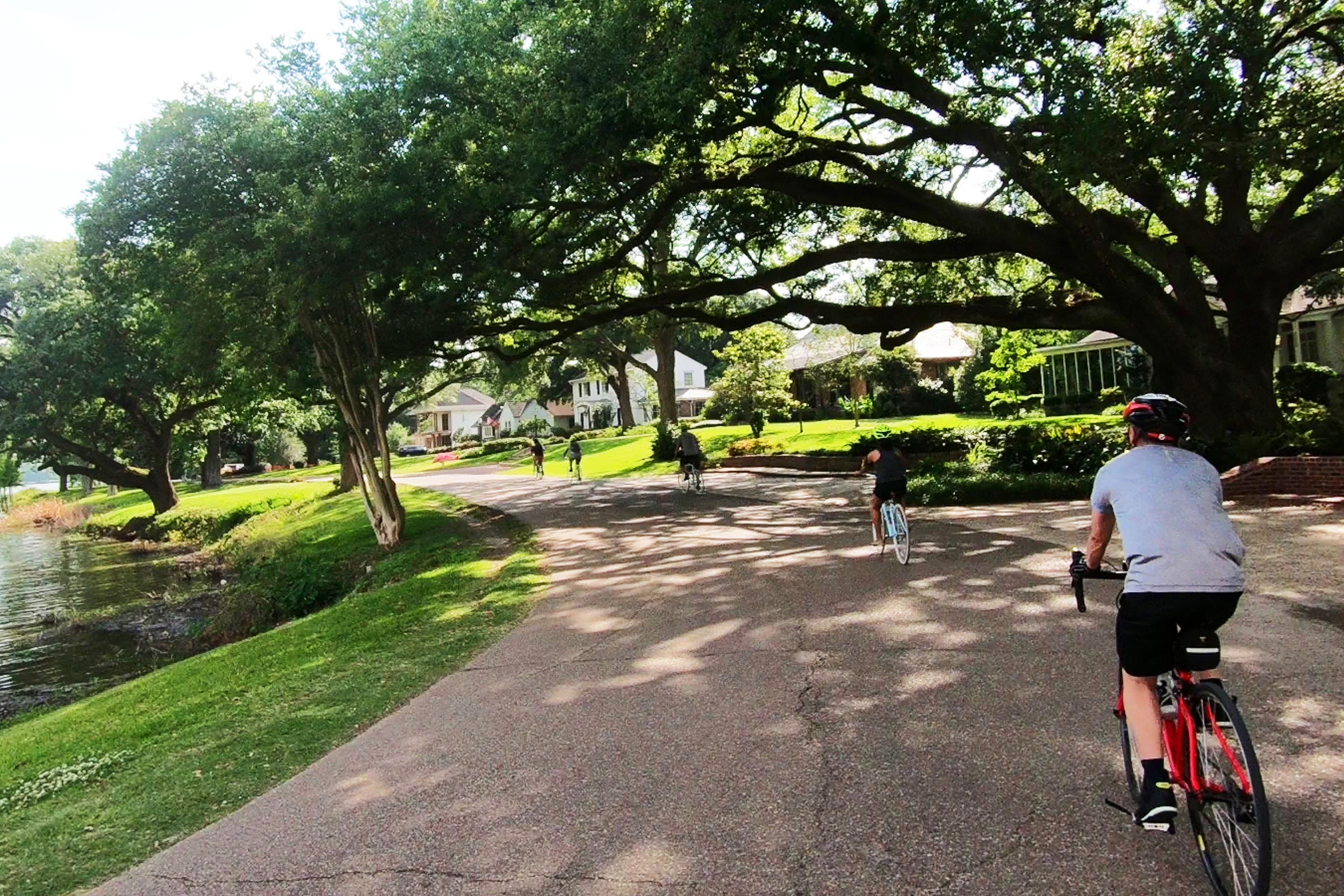 students riding bikes